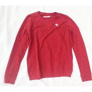 Abercrombie Kids Heathered Cranberry Red Icon Crewneck Sweater 13/14